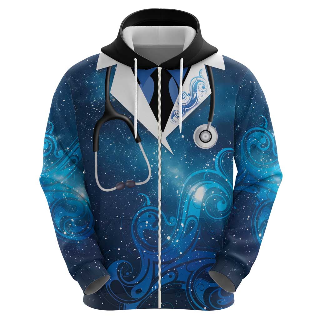 New Zealand Nurses RN Personalised Zip Hoodie Galaxy Stethoscope Maori Motif LT9 - Polynesian Pride