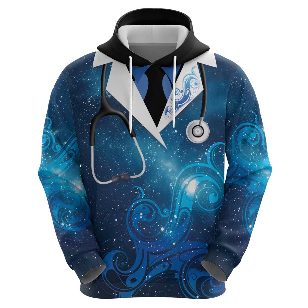 New Zealand Nurses RN Personalised Zip Hoodie Galaxy Stethoscope Maori Motif LT9 - Polynesian Pride