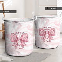 New Zealand Nurses RN Personalised Laundry Basket Pink Stethoscope Coquette Bow Maori Motif