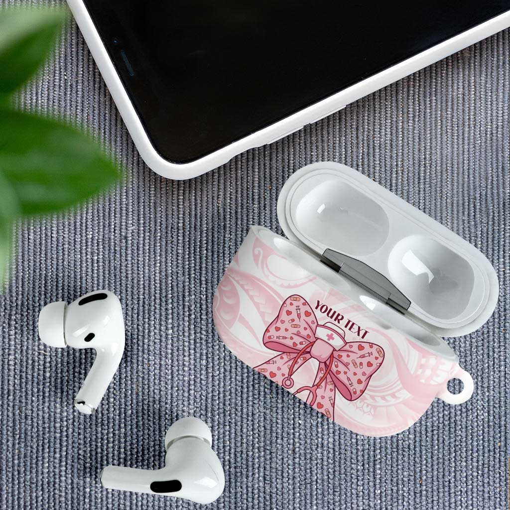 New Zealand Nurses RN Personalised AirPods Case Pink Stethoscope Coquette Bow Maori Motif LT9 - Polynesian Pride
