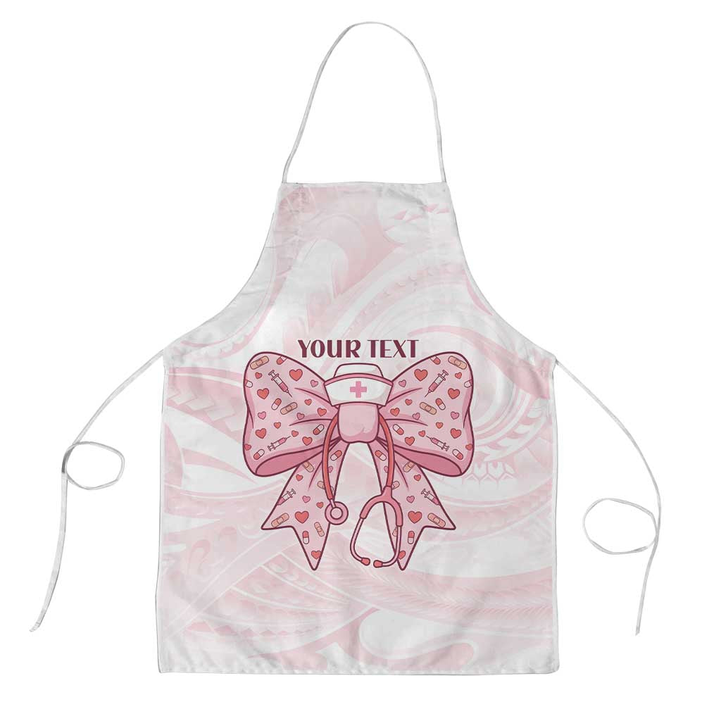 New Zealand Nurses RN Personalised Apron Pink Stethoscope Coquette Bow Maori Motif LT9 Pink - Polynesian Pride