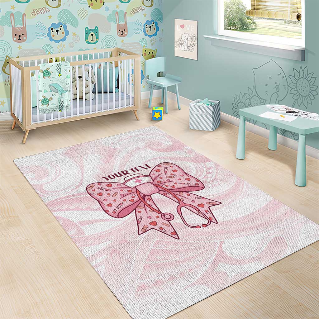 New Zealand Nurses RN Personalised Area Rug Pink Stethoscope Coquette Bow Maori Motif LT9 - Polynesian Pride