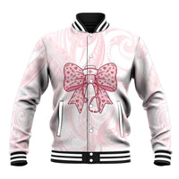 New Zealand Nurses RN Personalised Baseball Jacket Pink Stethoscope Coquette Bow Maori Motif LT9 Unisex Pink - Polynesian Pride