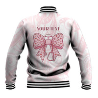 New Zealand Nurses RN Personalised Baseball Jacket Pink Stethoscope Coquette Bow Maori Motif LT9 - Polynesian Pride