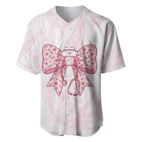 New Zealand Nurses RN Personalised Baseball Jersey Pink Stethoscope Coquette Bow Maori Motif LT9 Pink - Polynesian Pride