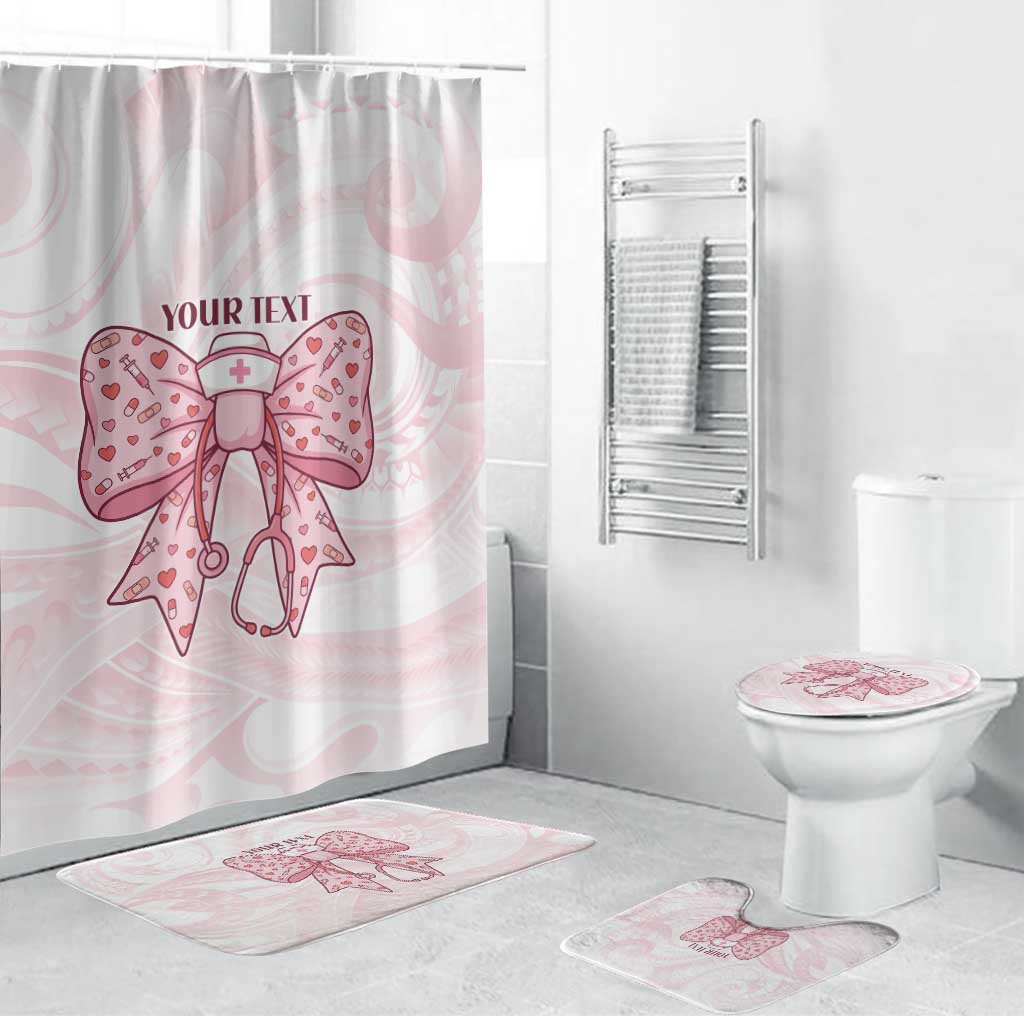 New Zealand Nurses RN Personalised Bathroom Set Pink Stethoscope Coquette Bow Maori Motif