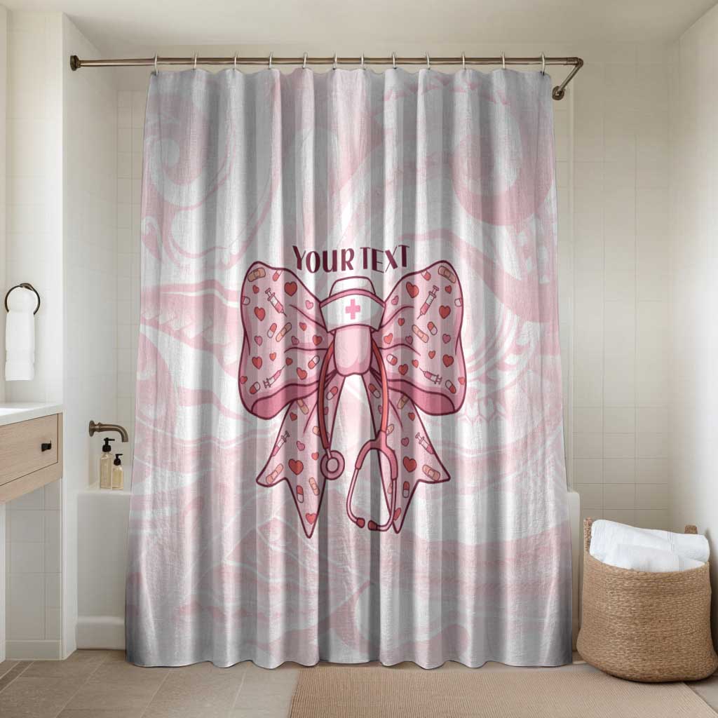New Zealand Nurses RN Personalised Bathroom Set Pink Stethoscope Coquette Bow Maori Motif LT9 Shower Curtain Only Pink - Polynesian Pride
