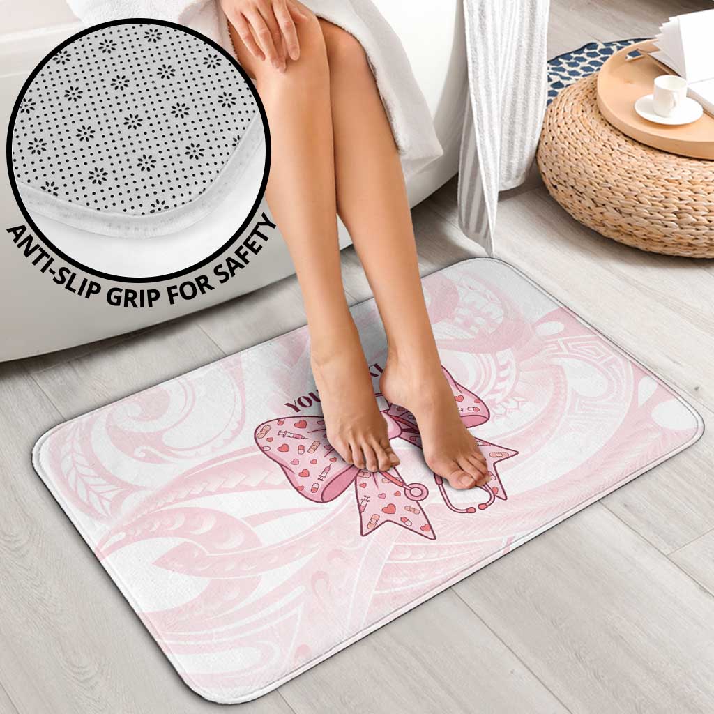 New Zealand Nurses RN Personalised Bathroom Set Pink Stethoscope Coquette Bow Maori Motif LT9 - Polynesian Pride