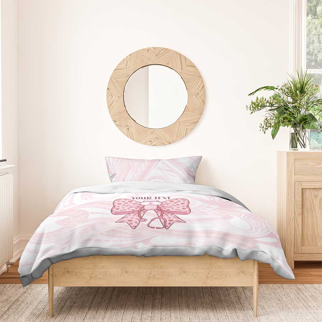 New Zealand Nurses RN Personalised Bedding Set Pink Stethoscope Coquette Bow Maori Motif