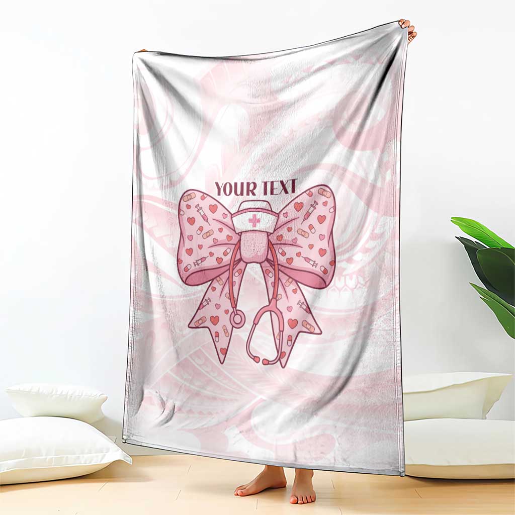 New Zealand Nurses RN Personalised Blanket Pink Stethoscope Coquette Bow Maori Motif LT9 - Polynesian Pride