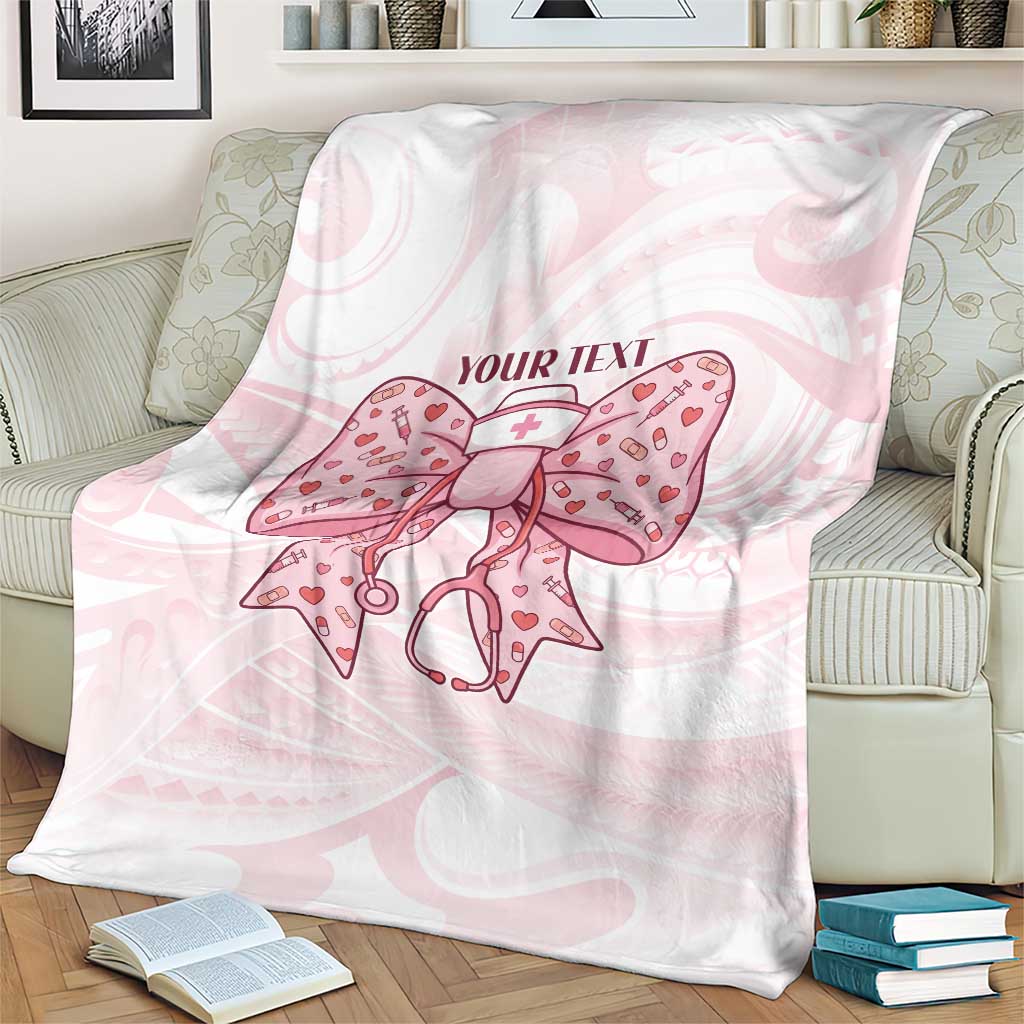 New Zealand Nurses RN Personalised Blanket Pink Stethoscope Coquette Bow Maori Motif LT9 - Polynesian Pride
