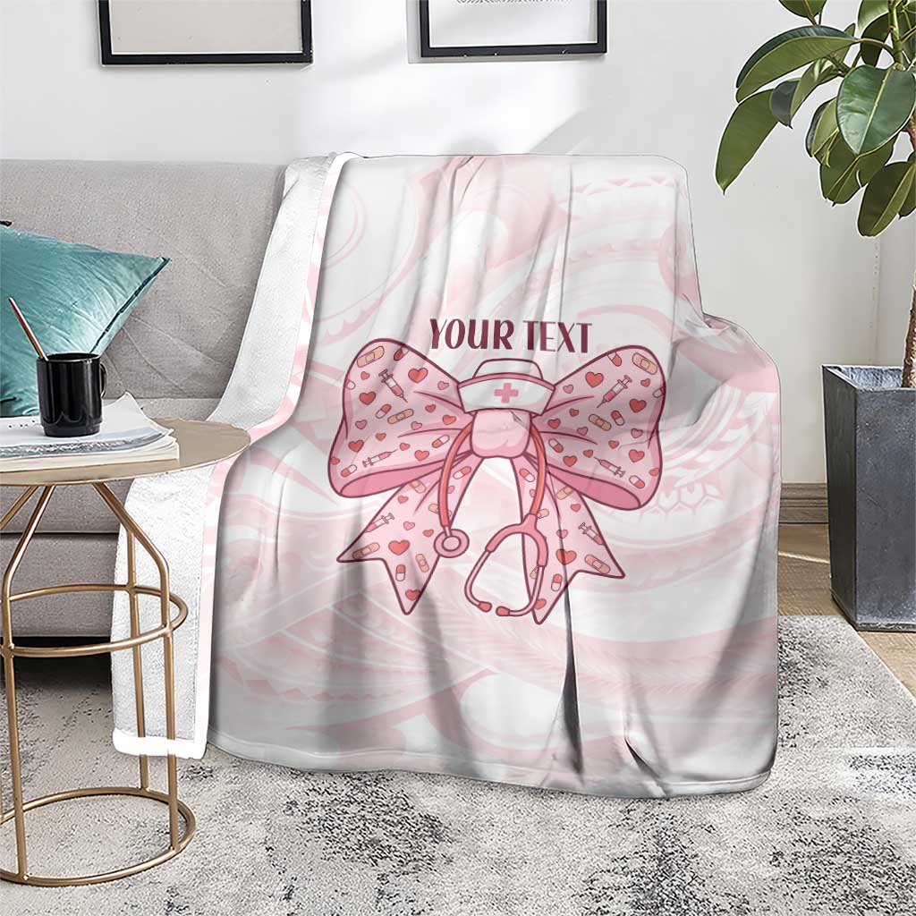 New Zealand Nurses RN Personalised Blanket Pink Stethoscope Coquette Bow Maori Motif LT9 - Polynesian Pride