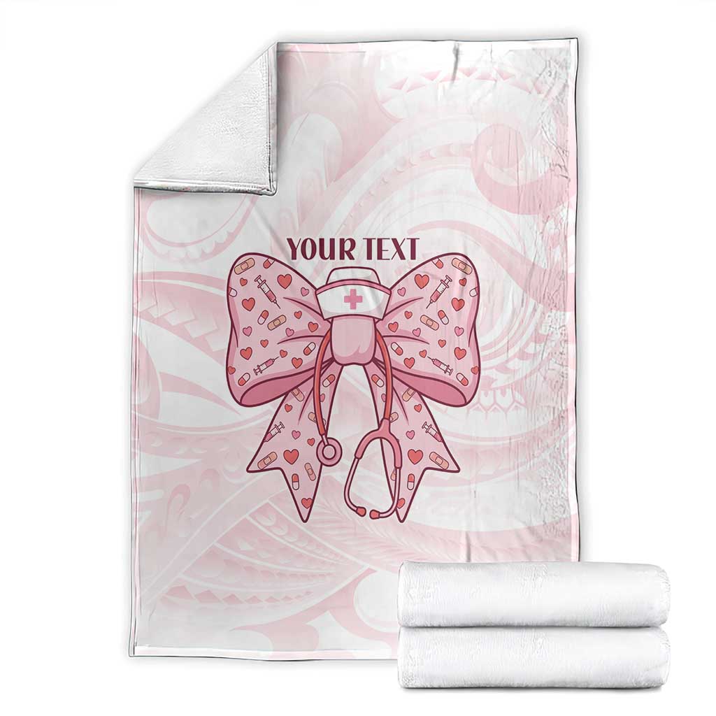 New Zealand Nurses RN Personalised Blanket Pink Stethoscope Coquette Bow Maori Motif LT9 - Polynesian Pride