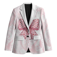 New Zealand Nurses RN Personalised Blazer Pink Stethoscope Coquette Bow Maori Motif LT9 Unisex Pink - Polynesian Pride