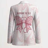 New Zealand Nurses RN Personalised Blazer Pink Stethoscope Coquette Bow Maori Motif LT9 - Polynesian Pride