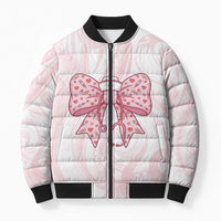 New Zealand Nurses RN Personalised Bomber Puffer Jacket Pink Stethoscope Coquette Bow Maori Motif LT9 Unisex Pink - Polynesian Pride