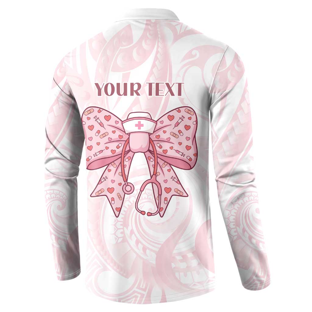 New Zealand Nurses RN Personalised Button Sweatshirt Pink Stethoscope Coquette Bow Maori Motif LT9 - Polynesian Pride