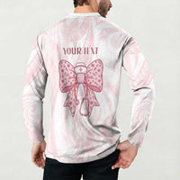 New Zealand Nurses RN Personalised Button Sweatshirt Pink Stethoscope Coquette Bow Maori Motif LT9 - Polynesian Pride
