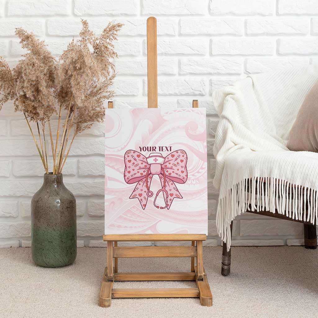 New Zealand Nurses RN Personalised Canvas Wall Art Pink Stethoscope Coquette Bow Maori Motif LT9 - Polynesian Pride