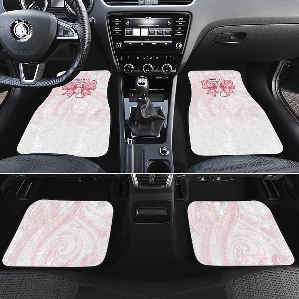 New Zealand Nurses RN Personalised Car Mats Pink Stethoscope Coquette Bow Maori Motif LT9 Set 4pcs Pink - Polynesian Pride