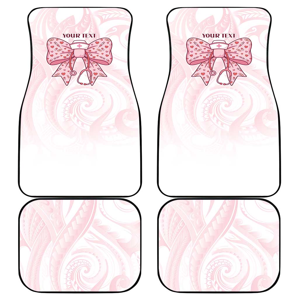 New Zealand Nurses RN Personalised Car Mats Pink Stethoscope Coquette Bow Maori Motif LT9 - Polynesian Pride