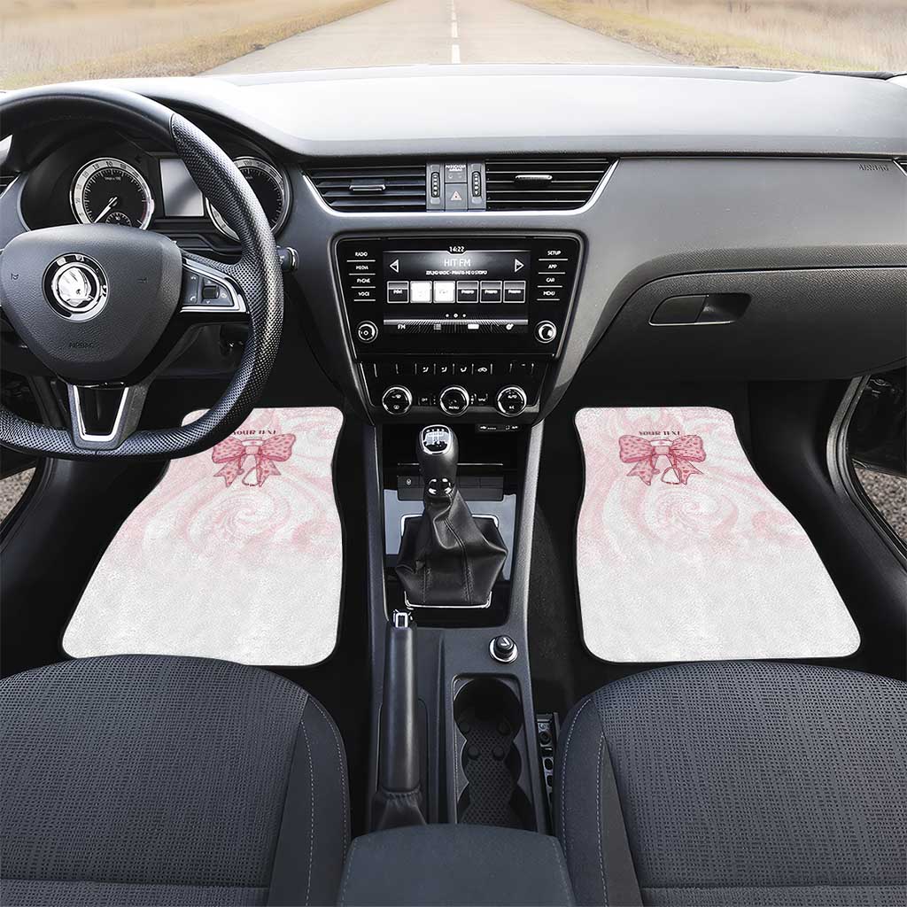 New Zealand Nurses RN Personalised Car Mats Pink Stethoscope Coquette Bow Maori Motif LT9 Set 2pcs - Front Pink - Polynesian Pride