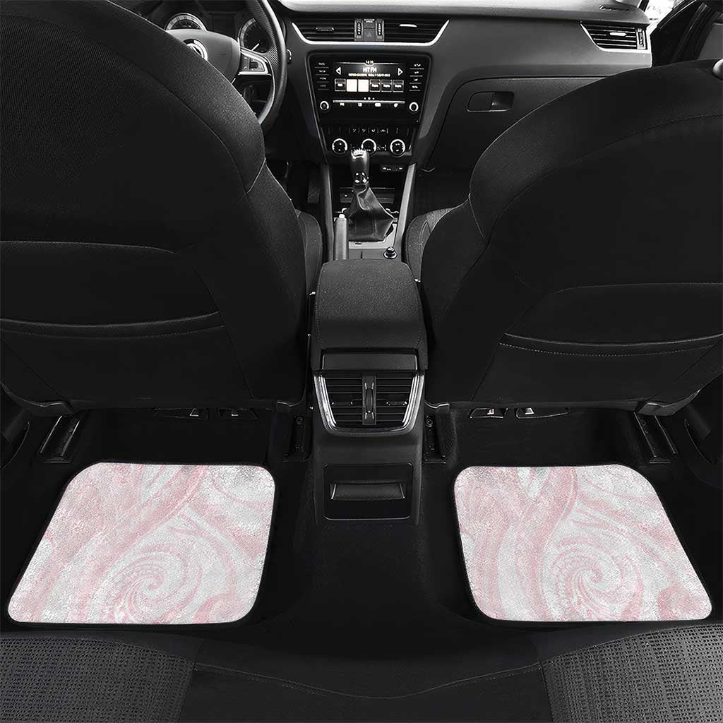 New Zealand Nurses RN Personalised Car Mats Pink Stethoscope Coquette Bow Maori Motif LT9 Set 2pcs - Back Pink - Polynesian Pride