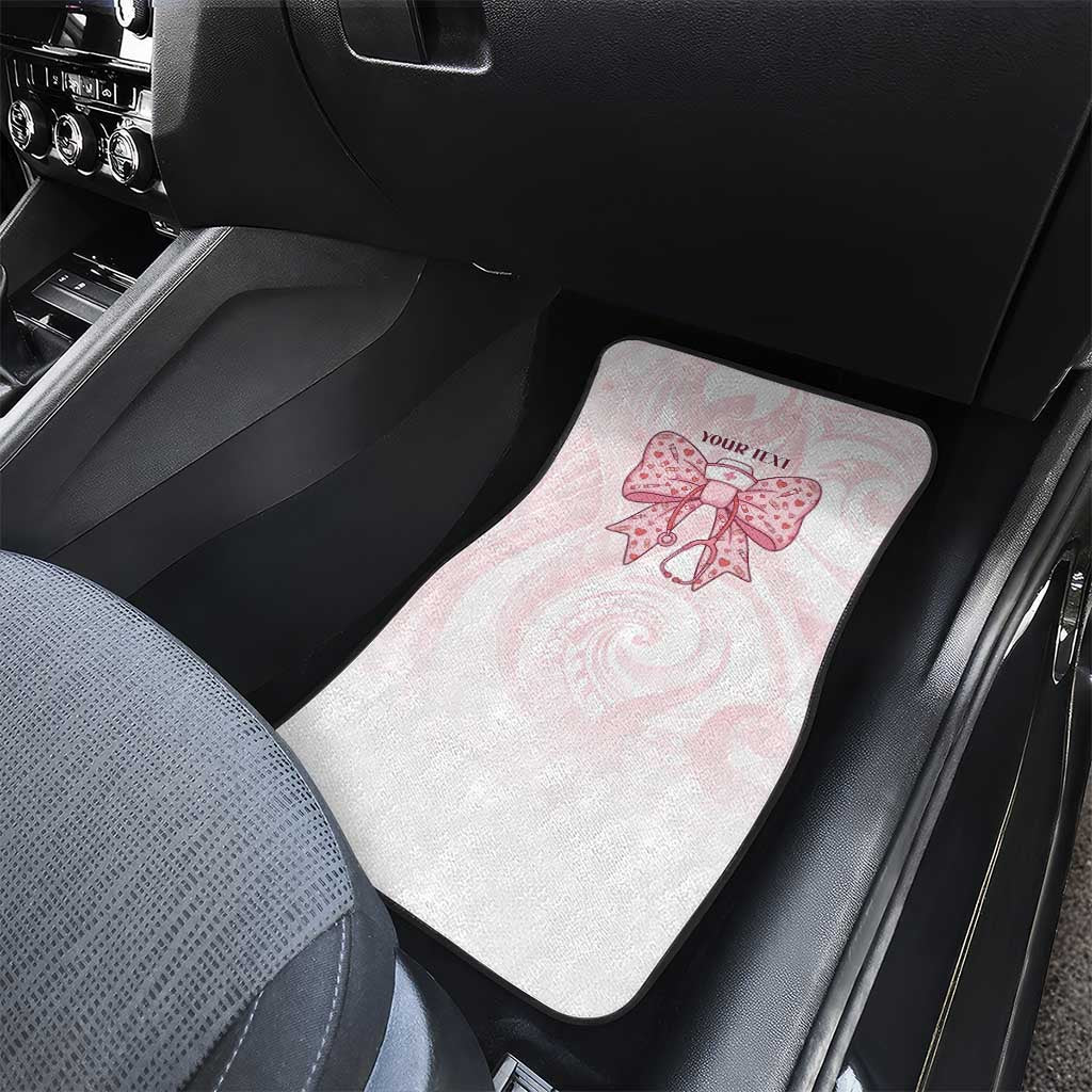 New Zealand Nurses RN Personalised Car Mats Pink Stethoscope Coquette Bow Maori Motif LT9 - Polynesian Pride