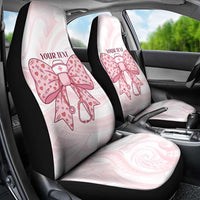 New Zealand Nurses RN Personalised Car Seat Cover Pink Stethoscope Coquette Bow Maori Motif LT9 - Polynesian Pride
