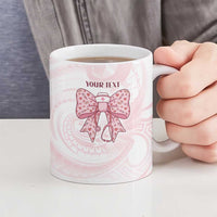 New Zealand Nurses RN Personalised Ceramic Mug Pink Stethoscope Coquette Bow Maori Motif
