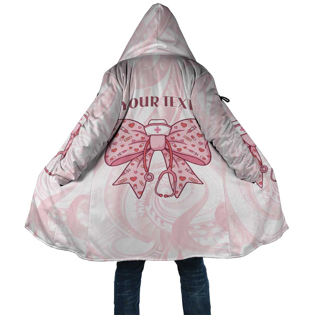 New Zealand Nurses RN Personalised Cloak Pink Stethoscope Coquette Bow Maori Motif LT9 Unisex Pink - Polynesian Pride