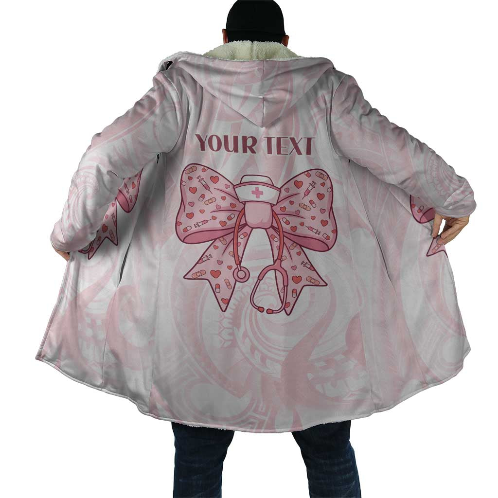New Zealand Nurses RN Personalised Cloak Pink Stethoscope Coquette Bow Maori Motif LT9 - Polynesian Pride