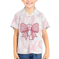 New Zealand Nurses RN Personalised Family Matching Off Shoulder Maxi Dress and Hawaiian Shirt Pink Stethoscope Coquette Bow Maori Motif