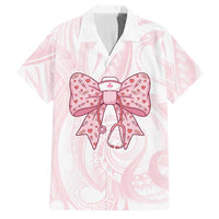New Zealand Nurses RN Personalised Family Matching Short Sleeve Bodycon Dress and Hawaiian Shirt Pink Stethoscope Coquette Bow Maori Motif