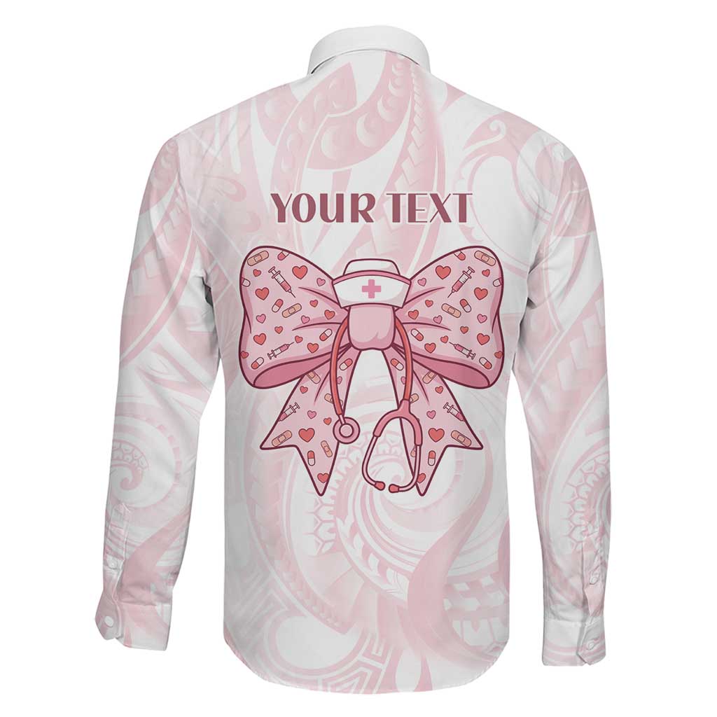New Zealand Nurses RN Personalised Family Matching Summer Maxi Dress and Hawaiian Shirt Pink Stethoscope Coquette Bow Maori Motif
