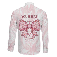New Zealand Nurses RN Personalised Family Matching Summer Maxi Dress and Hawaiian Shirt Pink Stethoscope Coquette Bow Maori Motif