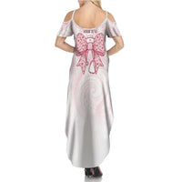 New Zealand Nurses RN Personalised Family Matching Summer Maxi Dress and Hawaiian Shirt Pink Stethoscope Coquette Bow Maori Motif