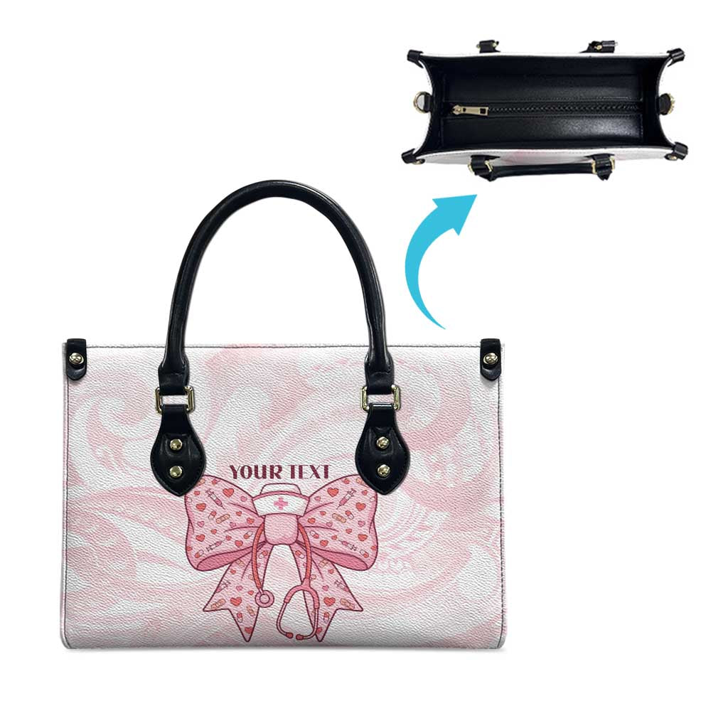 New Zealand Nurses RN Personalised Leather Bag Pink Stethoscope Coquette Bow Maori Motif LT9 - Polynesian Pride