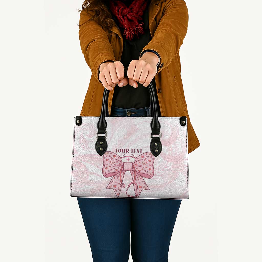 New Zealand Nurses RN Personalised Leather Bag Pink Stethoscope Coquette Bow Maori Motif LT9 - Polynesian Pride