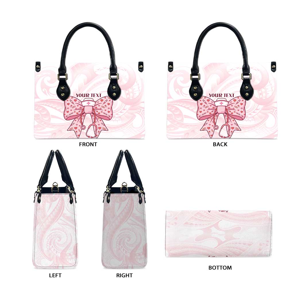 New Zealand Nurses RN Personalised Leather Bag Pink Stethoscope Coquette Bow Maori Motif LT9 - Polynesian Pride