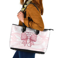 New Zealand Nurses RN Personalised Leather Tote Bag Pink Stethoscope Coquette Bow Maori Motif LT9 Pink - Polynesian Pride