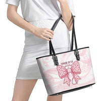 New Zealand Nurses RN Personalised Leather Tote Bag Pink Stethoscope Coquette Bow Maori Motif LT9 - Polynesian Pride