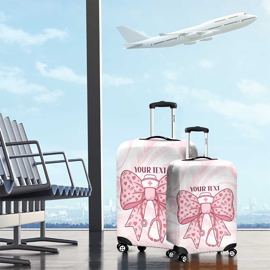New Zealand Nurses RN Personalised Luggage Cover Pink Stethoscope Coquette Bow Maori Motif LT9 - Polynesian Pride