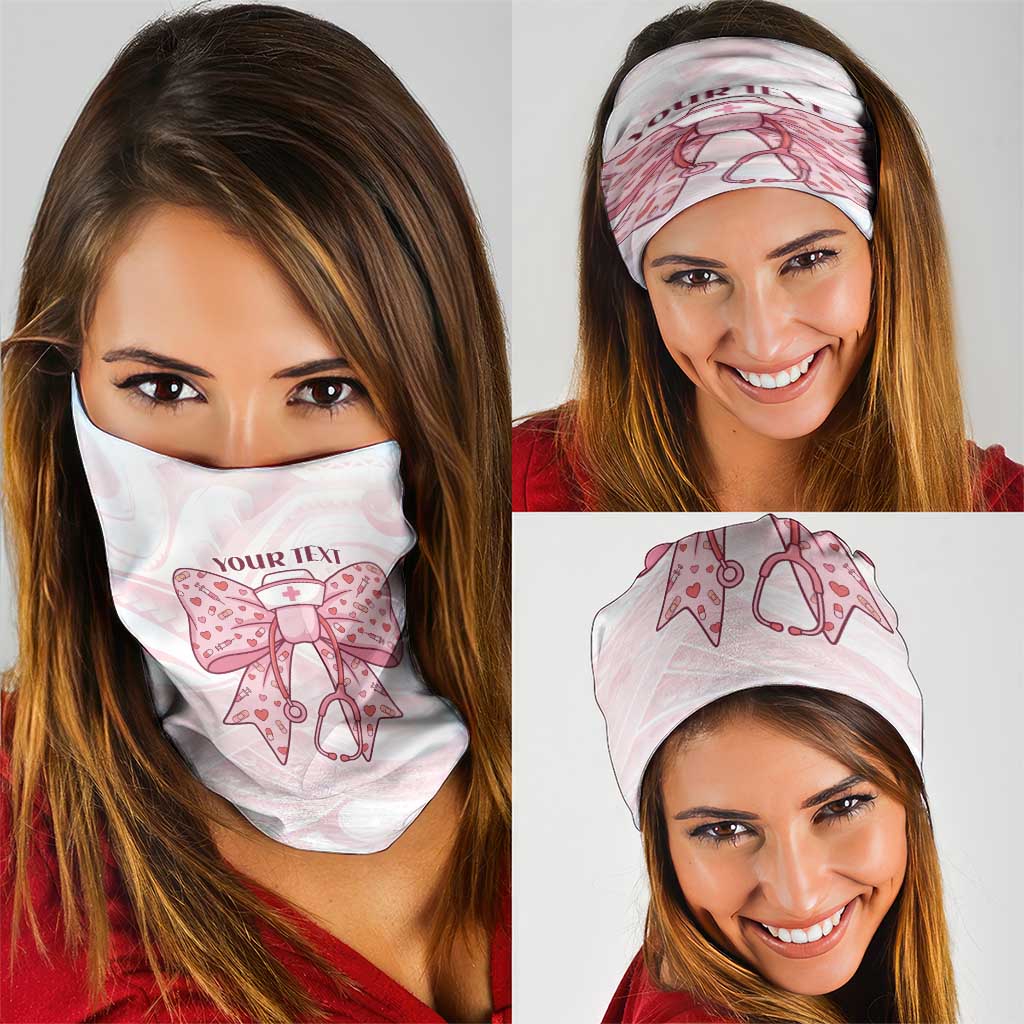 New Zealand Nurses RN Personalised Neck Gaiter Pink Stethoscope Coquette Bow Maori Motif
