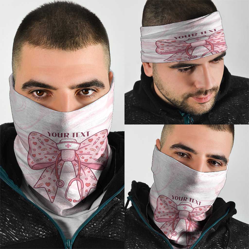 New Zealand Nurses RN Personalised Neck Gaiter Pink Stethoscope Coquette Bow Maori Motif