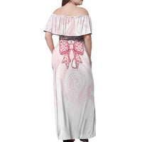 New Zealand Nurses RN Personalised Off Shoulder Maxi Dress Pink Stethoscope Coquette Bow Maori Motif LT9 - Polynesian Pride