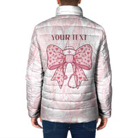 New Zealand Nurses RN Personalised Padded Jacket Pink Stethoscope Coquette Bow Maori Motif LT9 - Polynesian Pride