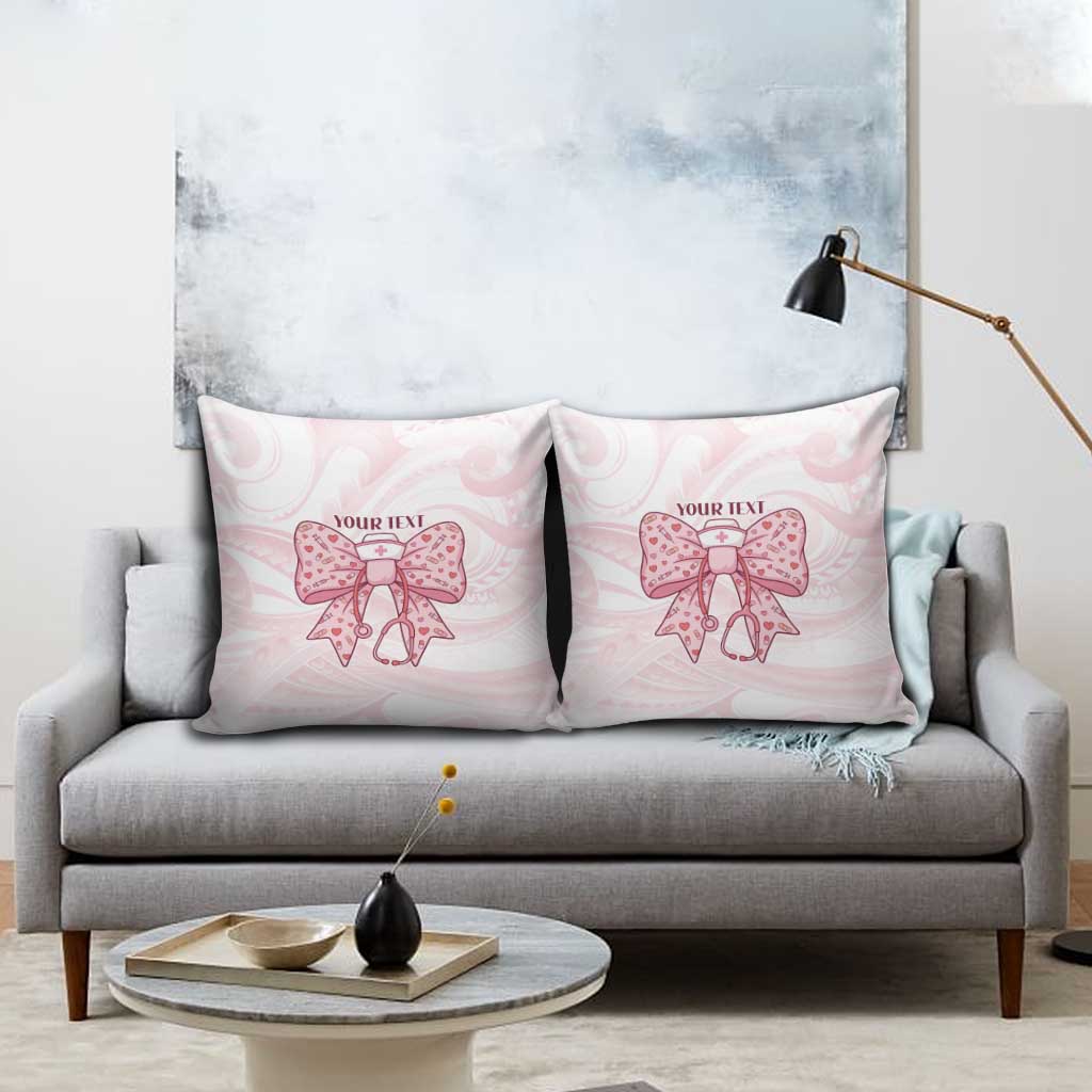 New Zealand Nurses RN Personalised Pillow Cover Pink Stethoscope Coquette Bow Maori Motif LT9 - Polynesian Pride