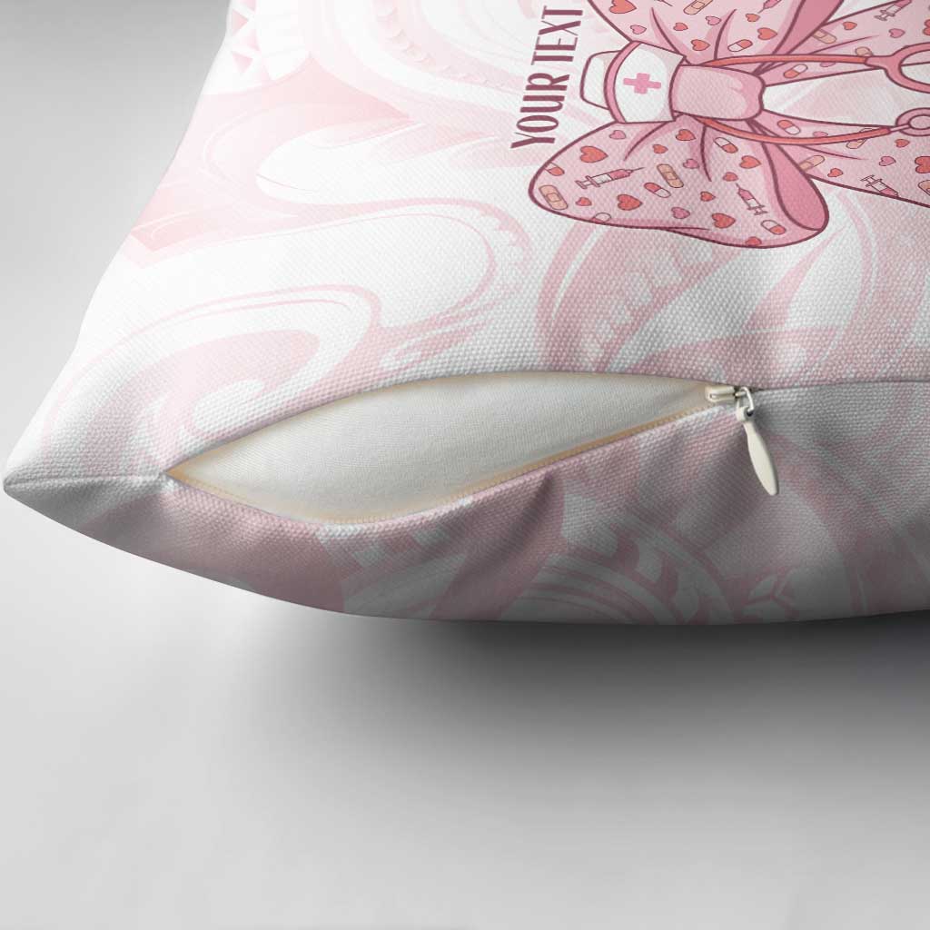 New Zealand Nurses RN Personalised Pillow Cover Pink Stethoscope Coquette Bow Maori Motif LT9 - Polynesian Pride