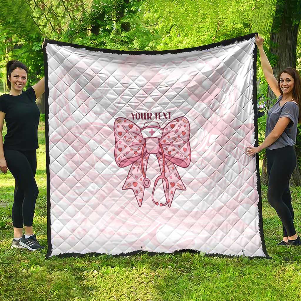New Zealand Nurses RN Personalised Quilt Pink Stethoscope Coquette Bow Maori Motif LT9 - Polynesian Pride